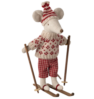 Winter Mouse With Ski Set, Mum With Hat