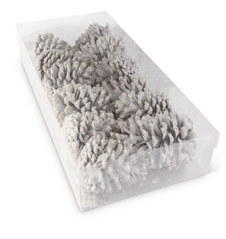 White Glitter Pinecones Box of 12
