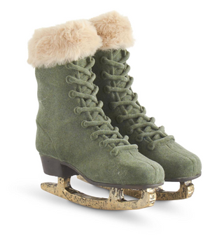 Sage Green Velvet Ice Skates