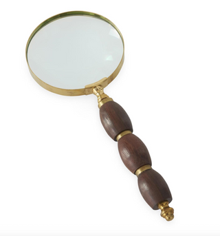 Brass & Dark Wood Magnifying Glass