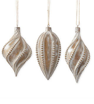 Tan & White Spiral Ornate Ornament