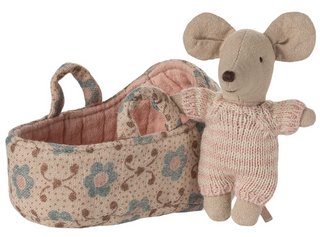 Maileg Baby Mouse in Carry Cot