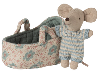 Maileg Baby Mouse in Carry Cot