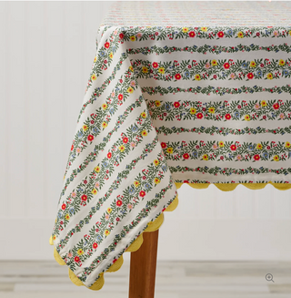 Rosette Stripe Cotton Tablecloth 70x90