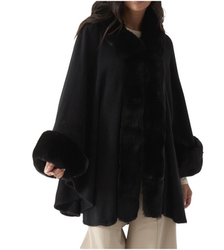 Cape with Faux Fur Sleeves