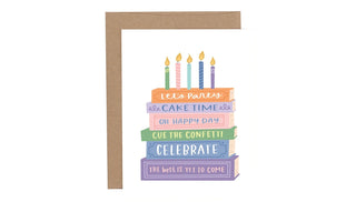 Let's Party Stacked Books Card