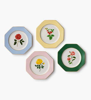 Porcelain Dessert Plate Set- Floral
