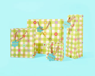 Gingham Flowers Gift Bag - Small