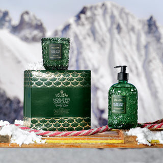 Voluspa Noble Fir Garland Hand & Soap Classic Candle Gift Set