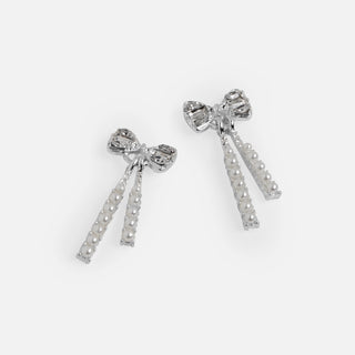 Whispers Exquisite Bow Dangle Earring - Silver