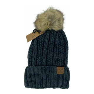 C.C. Beanie Fuzzy Lined Fur Pom Beanie