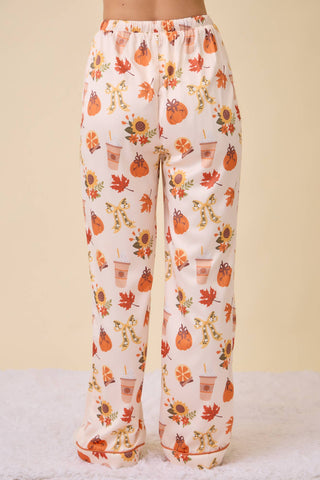Pumpkin Spice Fall Print Pajama Set