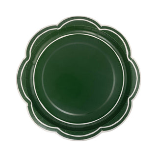 Green Scalloped Cream Lines Plate
