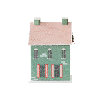 VIL1052 - Mint Green Light Up Christmas Village House
