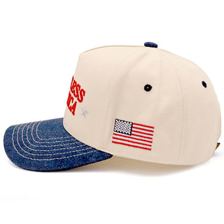 C.C GOD BLESS AMERICA Letter Two Tone Trucker Cap