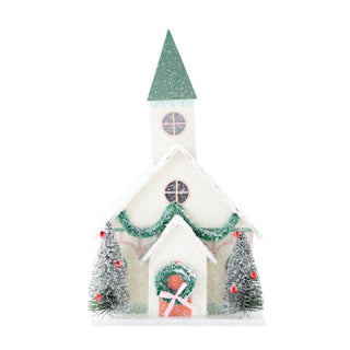 VIL1050 - White Church Light Up Christmas Village House