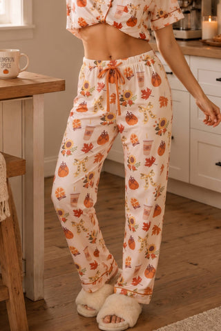 Pumpkin Spice Fall Print Pajama Set