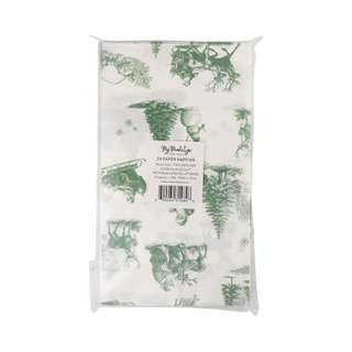WTL1339 - Green Christmas Toile Paper Dinner Napkins