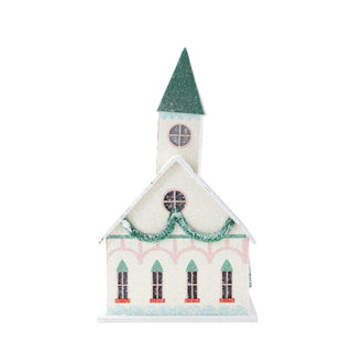 VIL1050 - White Church Light Up Christmas Village House