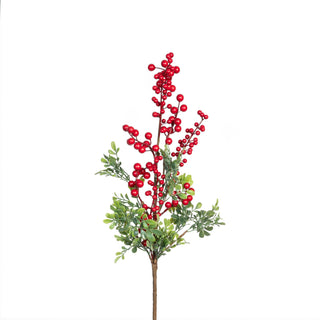 Red Berry and Boxwood Stem - 26 Inch