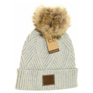 C.C. Beanie Large Patch Heathered Pom Beanie