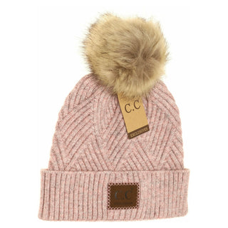 C.C. Beanie Large Patch Heathered Pom Beanie