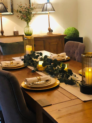 70"Lighted Artificial Grey green Eucalyptus Garland seeded