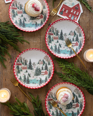 CHR1319 - Snowy Christmas Village 9" Bamboo Plates