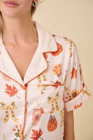 Pumpkin Spice Fall Print Pajama Set