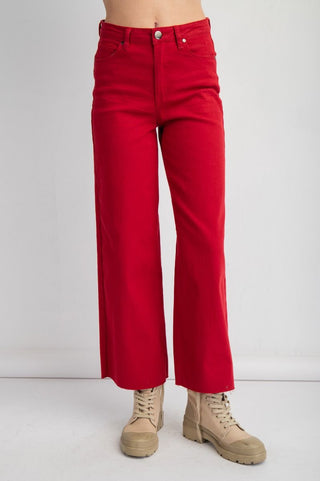 Soft Stretch High Waisted Twill Red