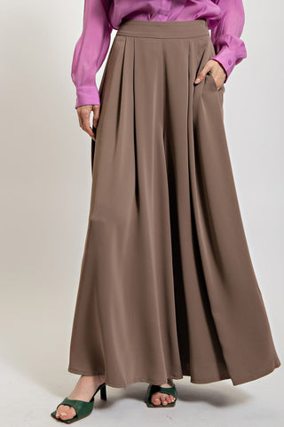 Mocha Wool Doby wide Pants