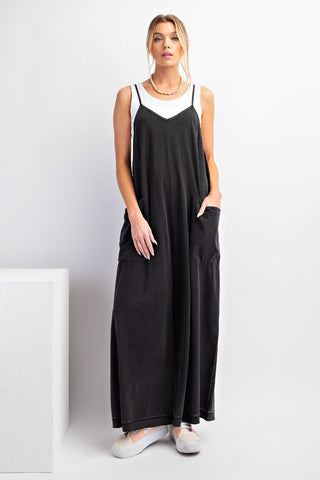 Mineral Washed Wide Leg Jumpsuit