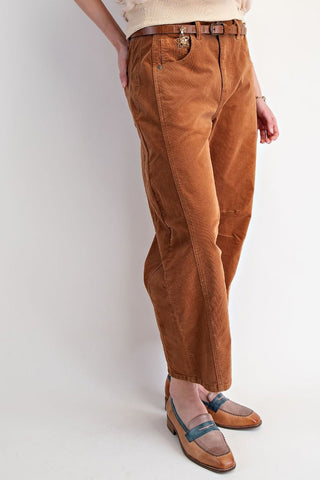 Stretch Corduroy Barrel Pants
