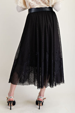 Dot Mesh Lace Wide Skirt