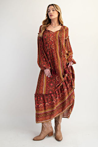 Floral Printed Tiered Maxi Dress