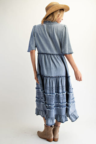 Washed Denim Maxi Dress
