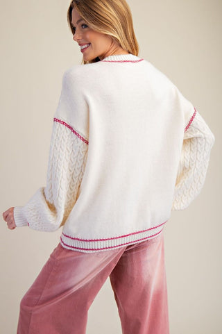 Two Pocket Cable Knit Sweater