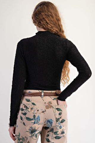 Burnout Lace Fitted Top