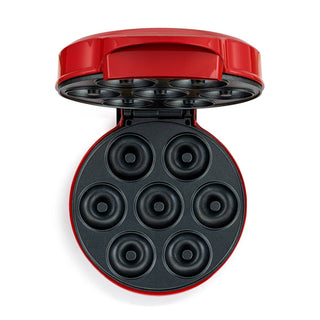 7- COUNT MINI DONUT MAKER DOUGHNUTS RED STAINLESS STEEL