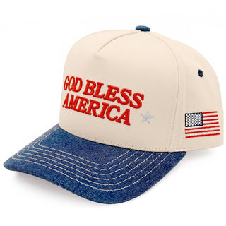 C.C GOD BLESS AMERICA Letter Two Tone Trucker Cap