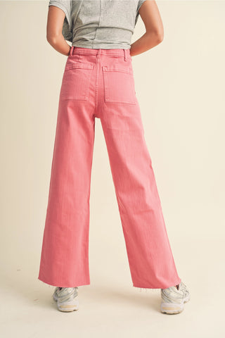 Straight Wide Leg Pants Raspberry