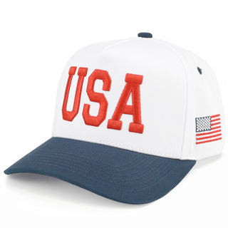 C.C White Crown Flag Letter on Two Tone Trucker Hat