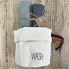 Wash Towels in Canvas Holder