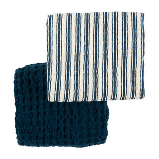 Navy Bistro Waffle Towel Set