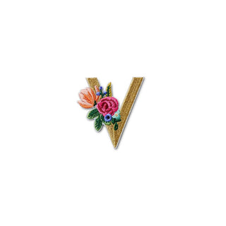 Monogram Embroidered Sticker Patch-V