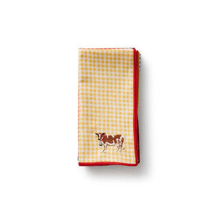 Home Sweet Home Embroidered Cotton Napkins, Assorted Set of 4