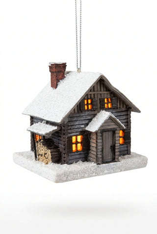 Wood Cabin Ornament