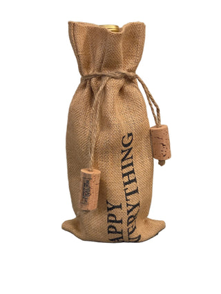 Happy Everything Burlap Wine Bag