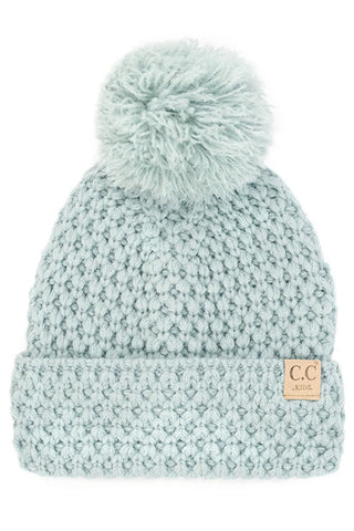C.C. Beanie Kids Bee Stitch Pom Hat-Mint