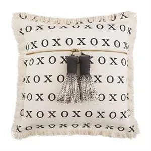 XOXO Dhurrie Tassel Pillow